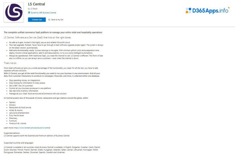dynamics 365 solution for hospitality and travel LS Central