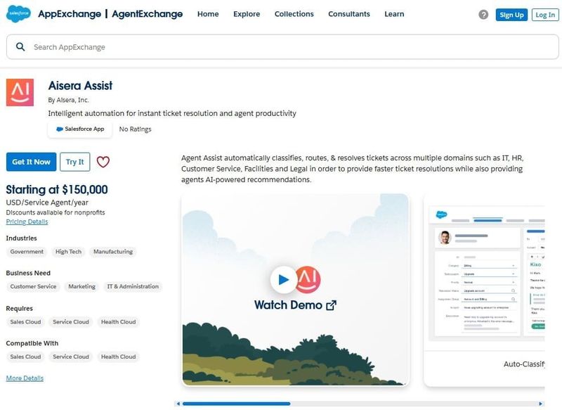 Aisera Assist on AppExchange