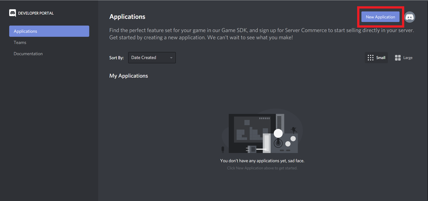**Image: 1** *Creating a new Discord application*