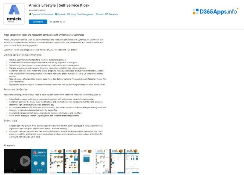 dynamics 365 solution for hospitality and travel Amicis Lifestyle Self Service Kiosk