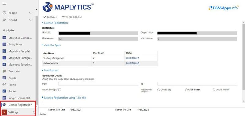 Maplytics free trial activation form with user details