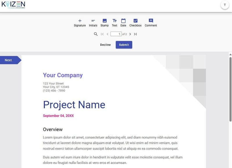 KAiZEN signing interface