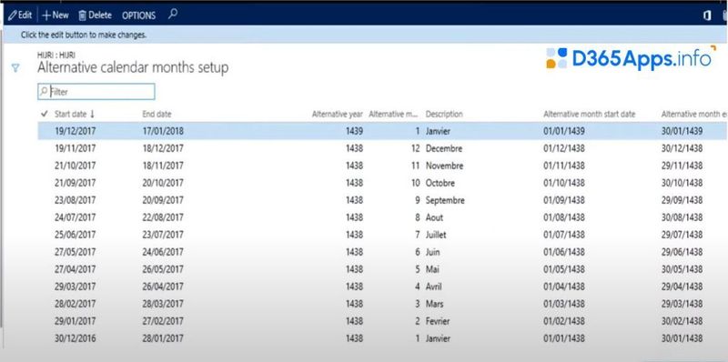 Payroll 365 Review Calendar settings