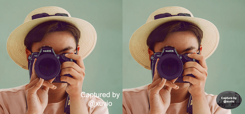 Output of image after adding watermark: Left (Text Watermark) and Right (Image Watermark)