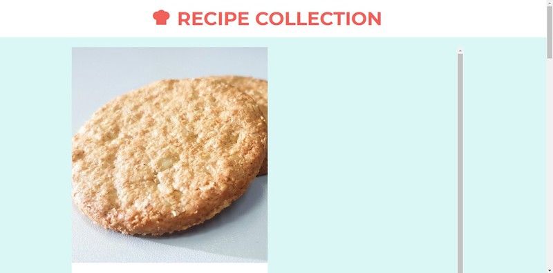 Recipe card website with recipe image on the top and recipe text underneath