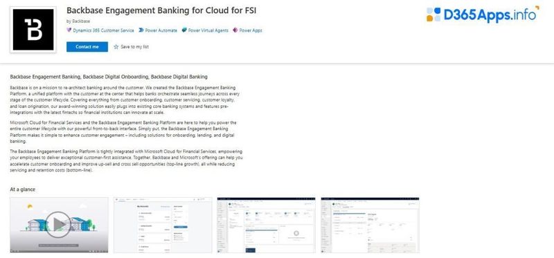 Dynamics Apps Financial Services Backbase Engagement Banking for Cloud for FSI