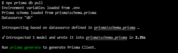 Prisma DB Pull Command