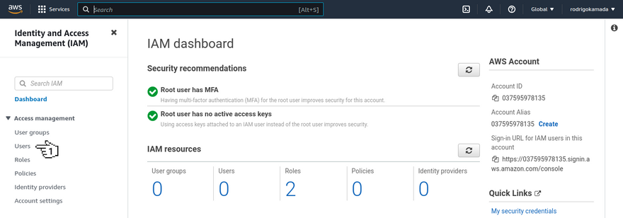 AWS Lambda - IAM dashboard