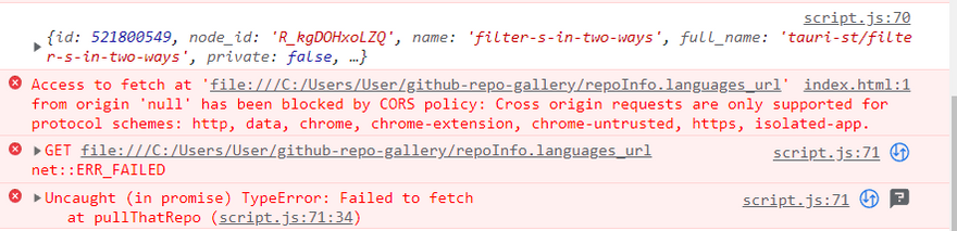 Error code Failed to Fetch