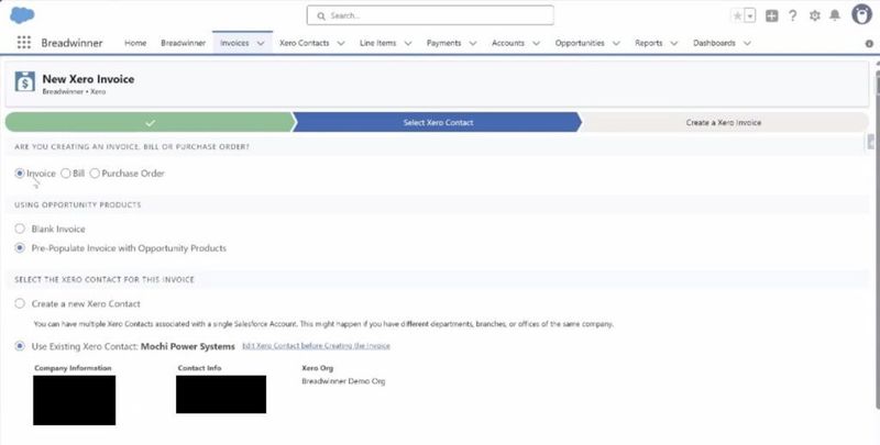 New Xero Invoice