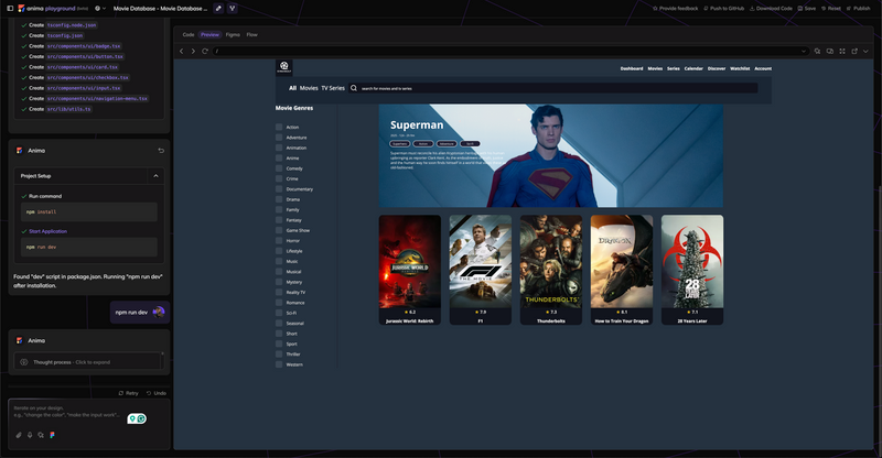 Anima platform Figma design in code