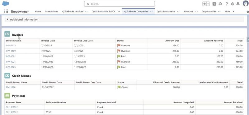 Related Invoices and Payments