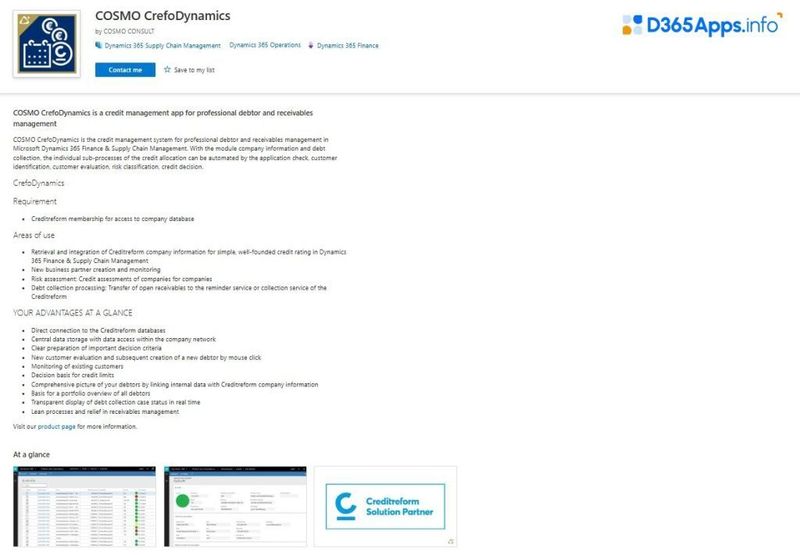Dynamics 365 Apps for Energy COSMO CrefoDynamics