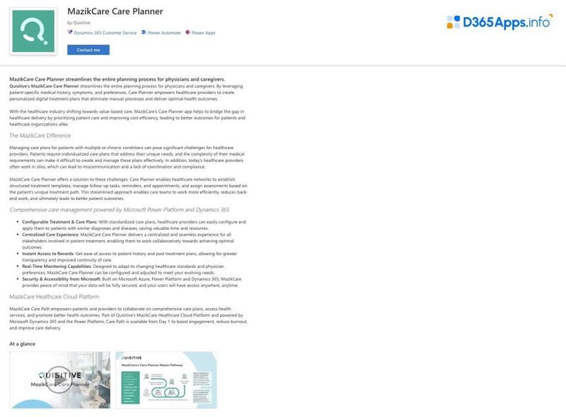Dynamics Apps for Healthcare MazikCare Care Planner