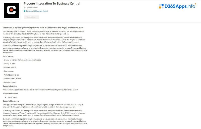 Top Collaboration Dynamics 365 Apps Procore Integration To Business Central