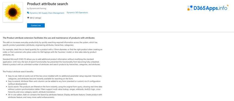 Dynamics Apps for Manufacturing Mobility Product Attribute Search