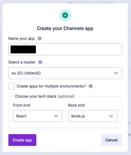 Pusher create channels app