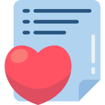 Wishlist icon - A page with a list of items and a heart