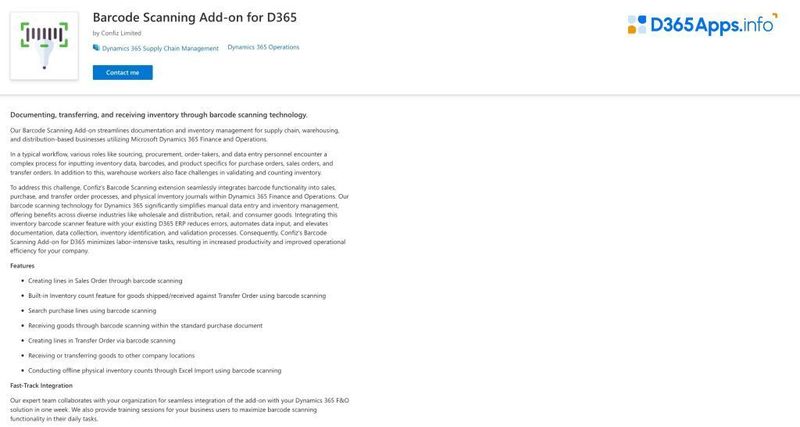 Top Dyфnamics Apps for Distribution Industry Barcode Scanning Add-on for D365
