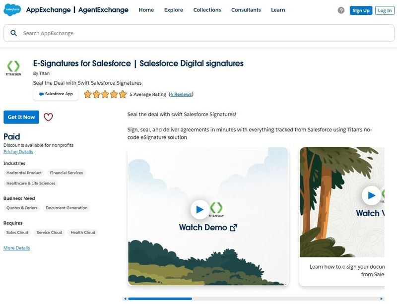 Titan E-Signatures on AppExchange