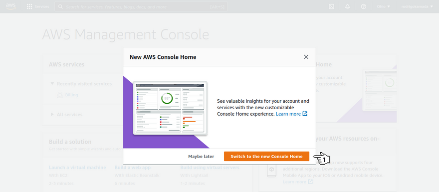 Amazon Cognito - New AWS Console Home