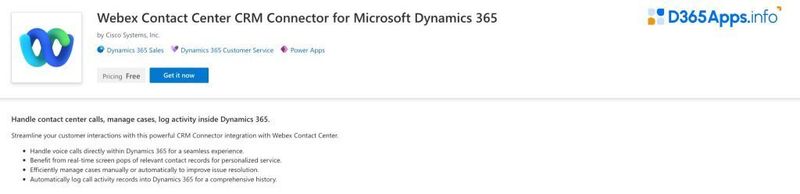 Top Dynamics Apps for Telecommunications & Media Industry Webex Contact Center CRM Connector