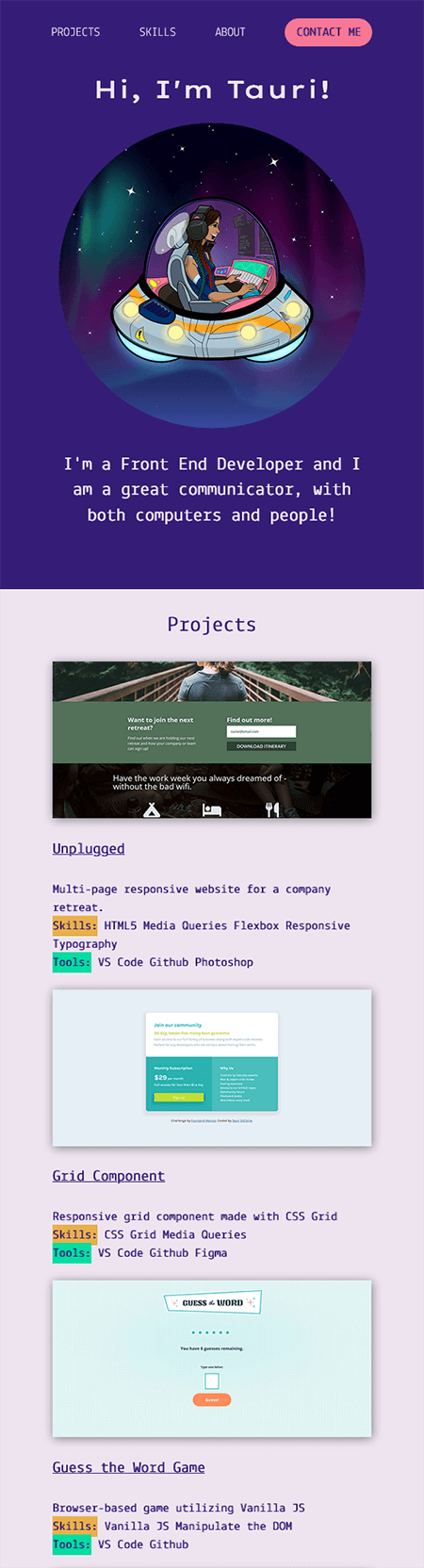 Nav, hero area, and projects styles for mobile