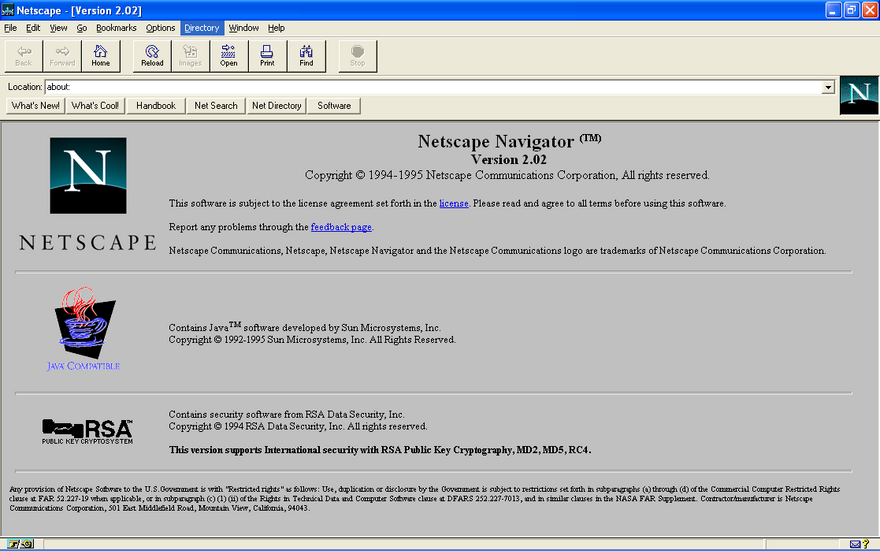 The Netscape Navigator webpage from the 1990s.