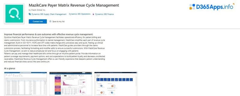 Dynamics Apps for Healthcare Matrix Revenue Cycle Management