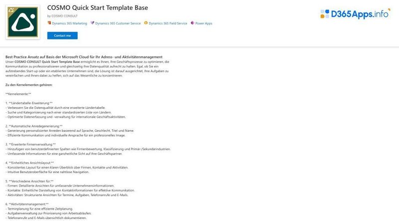 Top Dynamics Apps for Defense Intelligence Industry COSMO Quick Start Template Base