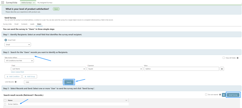 Search for Recipients Based on Criteria