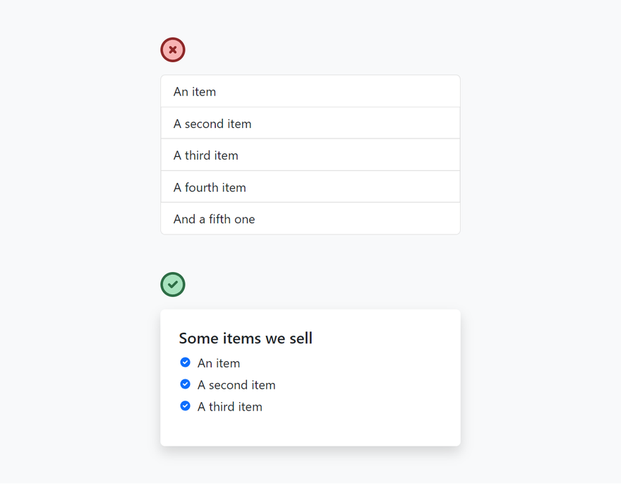 Bootstrap CSS list styles