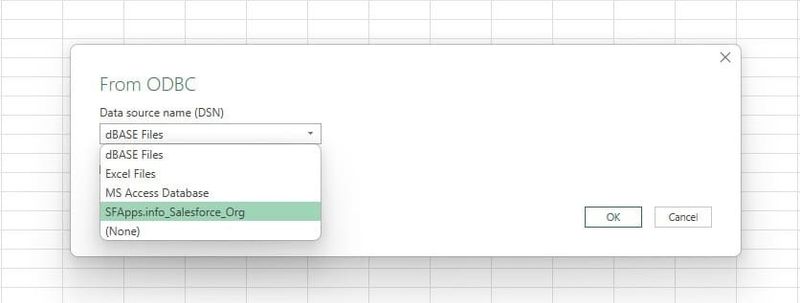 Select the Relevant Data Source Name in Excel