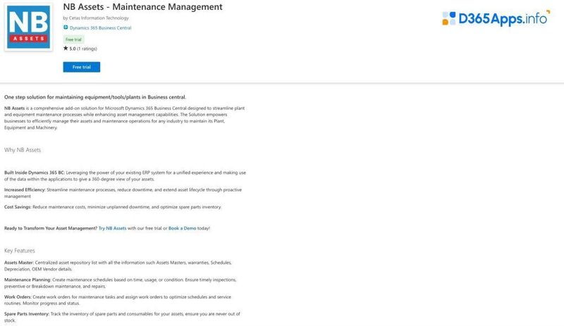 Top Microsoft Dynamics Apps for Professional services NB Assets - Maintenance Management