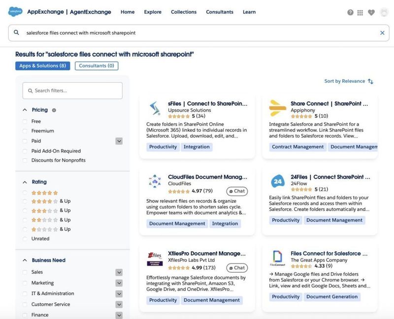 sFiles in AppExchange Search