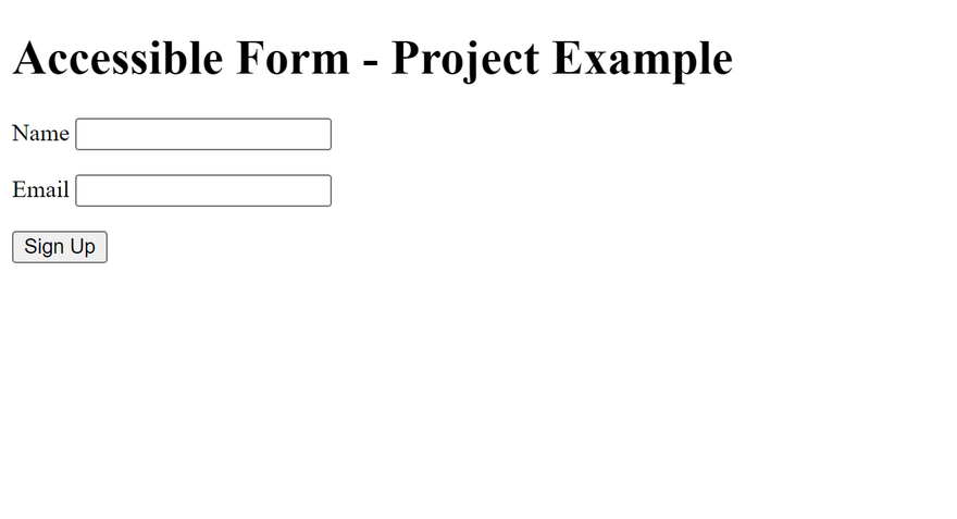 Accessible form page without styling