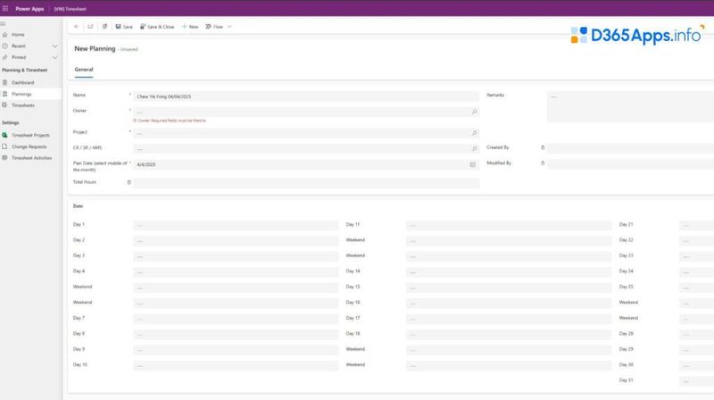 Timesheet App for MS Dynamics Review Timesheet App UI