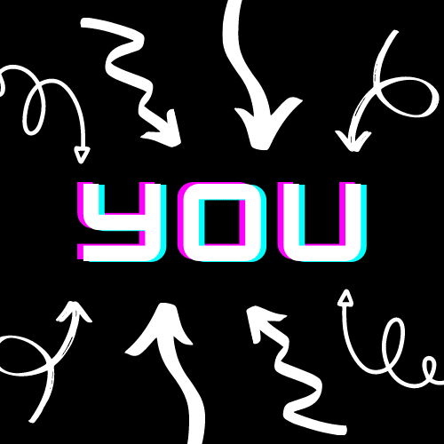 lots of squiggly arrows pointing at the word "you" in the center of a square