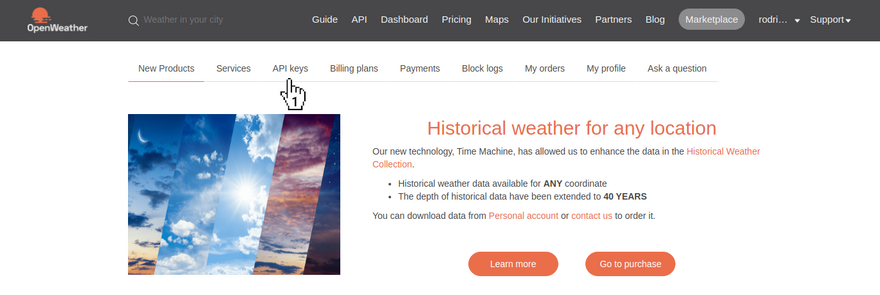 OpenWeatherMap - New products