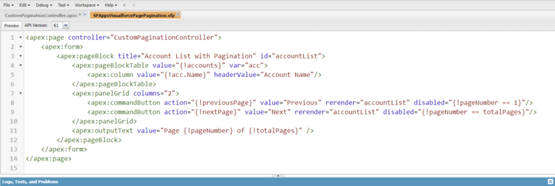 Visualforce Page markup with Pagination