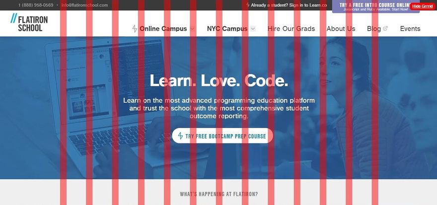 Flat Iron School website using the grid system