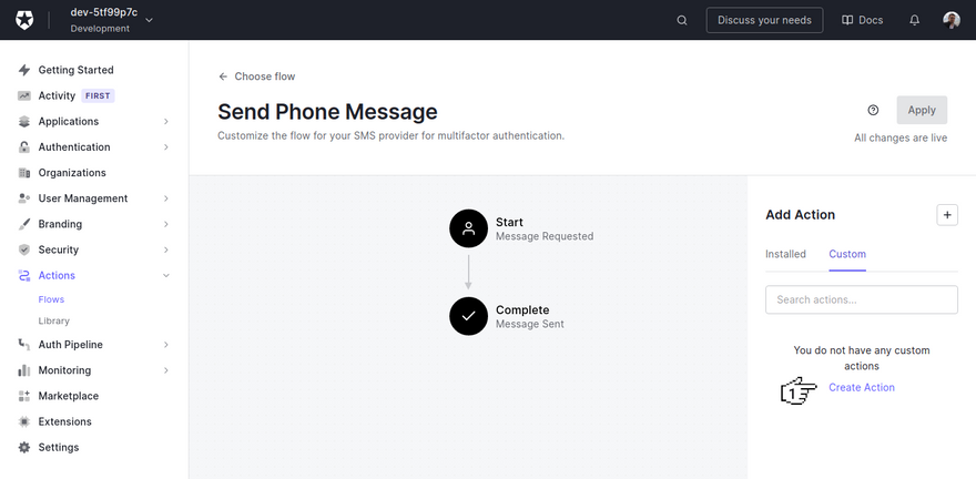 Auth0 - Send Phone Message