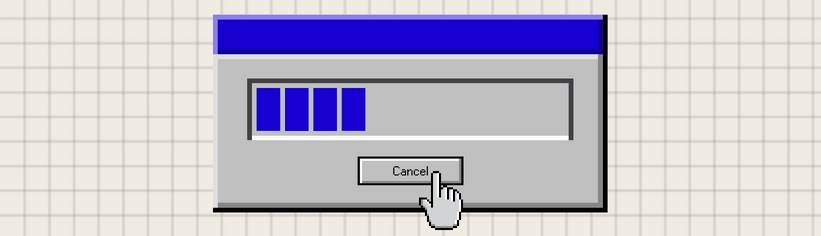 A graphic of a cursor clicking cancel of a download to illustrate the TL;DR section