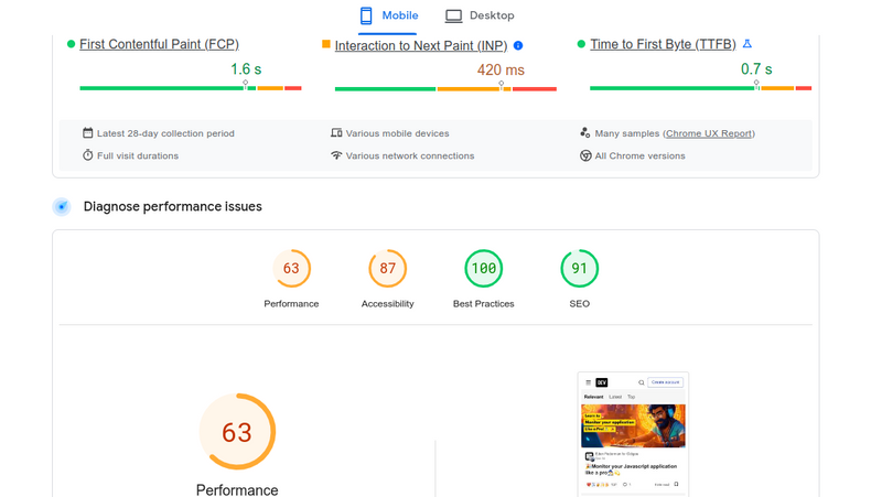 page speed