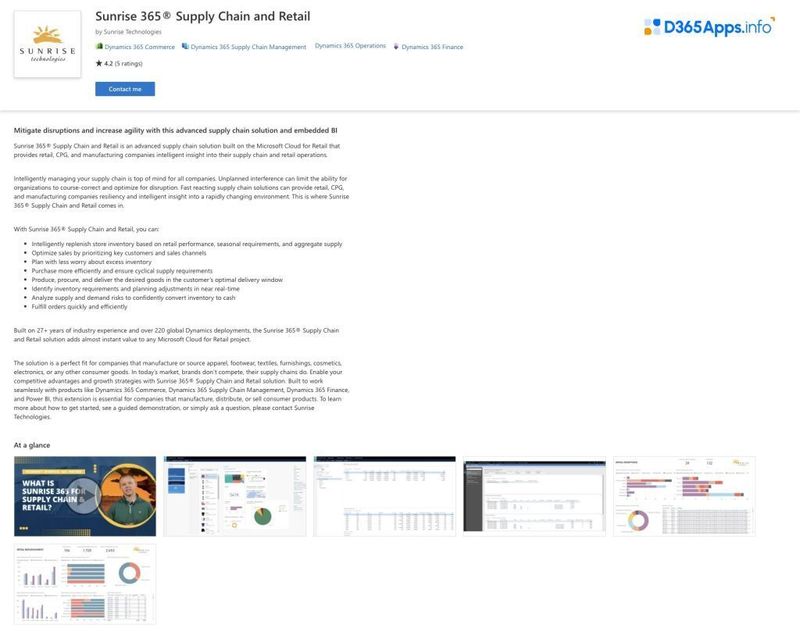 Top Analytics MS Dynamics Apps Sunrise 365® Supply Chain and Retail