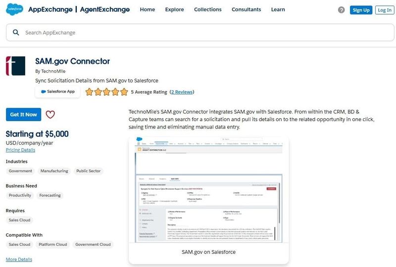 SAM.gov Connector on AppExchange