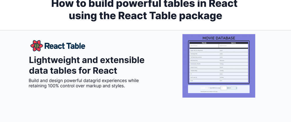Cover image for How to build powerful tables in React using the React Table package