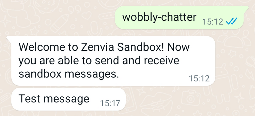 Application WhatsApp - Test message text