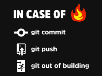 Funny picture that says "git commit, git push, git out of building