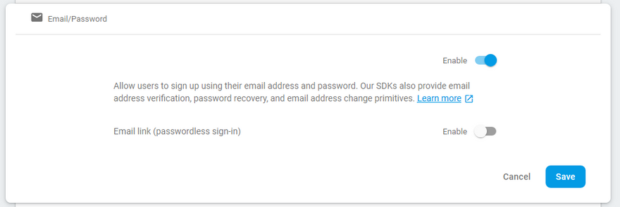 "Setup Email Address Config within Authentication page."